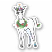 Unicorn | Kerstmager Sticker (Voorkant)