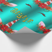 Unicorn Kerstmis Beleef Blauwgroen omslagpapier Cadeaupapier (Hoek)