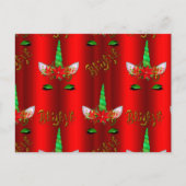 Unicorn Kerstmis Believe Red Briefkaart (Voorkant)