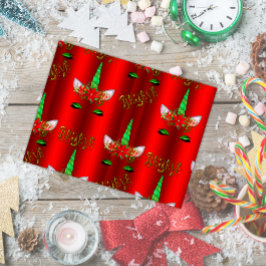 Unicorn Kerstmis Believe Red Briefkaart