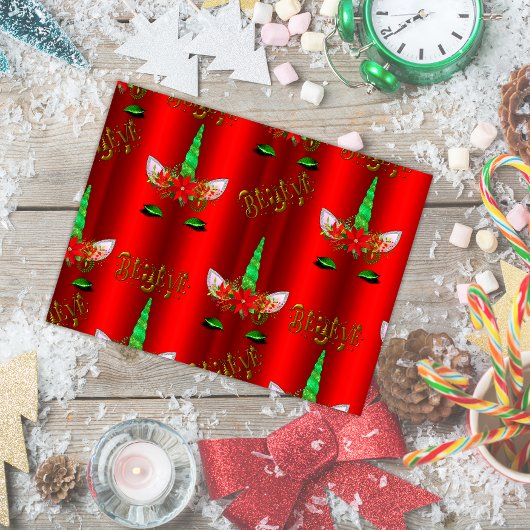 Unicorn Kerstmis Believe Red Briefkaart