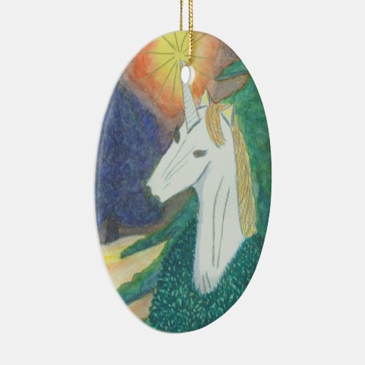 "Unicorn Kerstmis" Keramisch Ornament (Rechts)