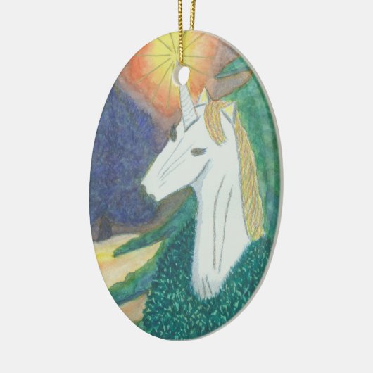 "Unicorn Kerstmis" Keramisch Ornament (Links)
