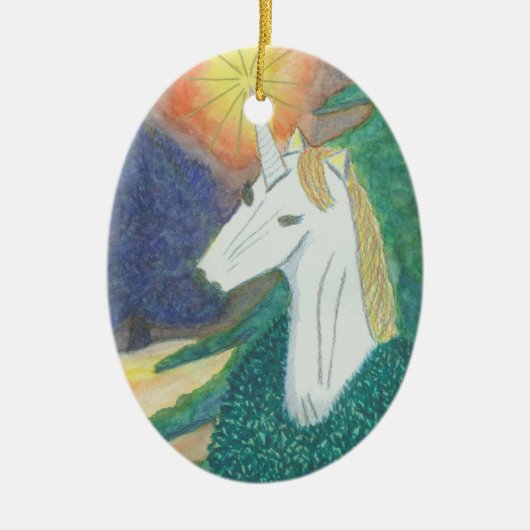 "Unicorn Kerstmis" Keramisch Ornament (Voorkant)