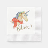 Unicorn Kerstmis Napkin Servet (Voorkant)