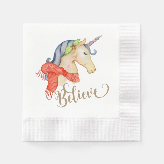 Unicorn Kerstmis Napkin Servet (Voorkant)
