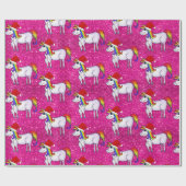 Unicorn kerstroze ompakpapier cadeaupapier (Vlak)