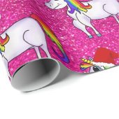 Unicorn kerstroze ompakpapier cadeaupapier (Rol Hoek)