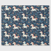 Unicorn kerstvakantie cadeaupapier (Vlak)