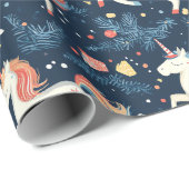 Unicorn kerstvakantie cadeaupapier (Rol Hoek)