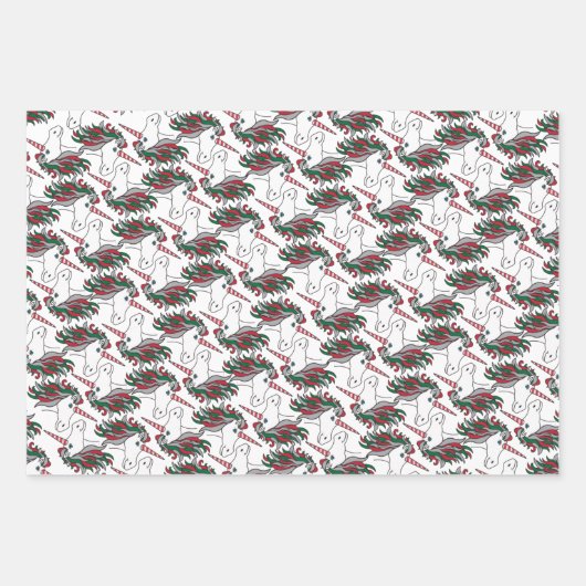 Unicorn kerstvakantiewrapppapier, multiplicatorpap inpakpapier vel (Voorkant)