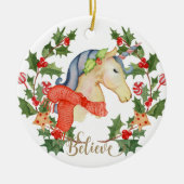 Unicorn kerstversiering keramisch ornament (Voorkant)