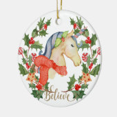Unicorn kerstversiering keramisch ornament (Links)