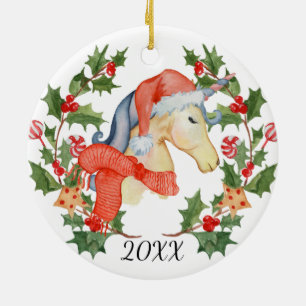 Unicorn kerstversiering keramisch ornament