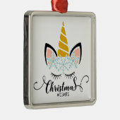 Unicorn kerstwishes metalen ornament (Rechts)