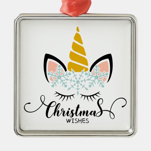 Unicorn kerstwishes metalen ornament (Voorkant)