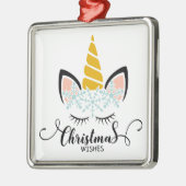 Unicorn kerstwishes metalen ornament (Links)