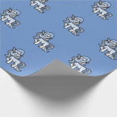 Unicorn kerstwrapping Paper Blue Winter Frost Cadeaupapier (Hoek)
