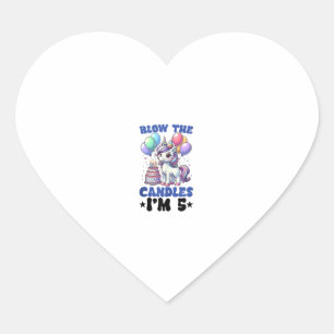 Unicorn Kids 5e verjaardagsfeestje Jongen 5 jaar o Hart Sticker