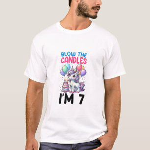 Unicorn Kids 7e Verjaardagsfeestje Jongen 7 Jaar O T-shirt