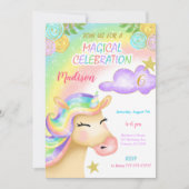 Unicorn Kids Birthday Uitnodiging (Voorkant)