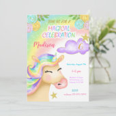 Unicorn Kids Birthday Uitnodiging (Staand voorkant)