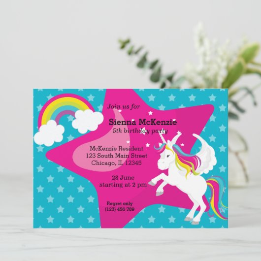 Unicorn * KIES uw achtergrondkleur Kaart (Staand voorkant)