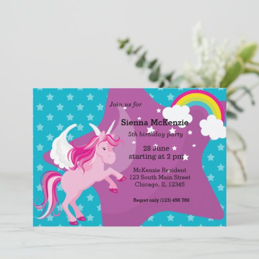 Unicorn * KIES uw achtergrondkleur Kaart (Staand voorkant)