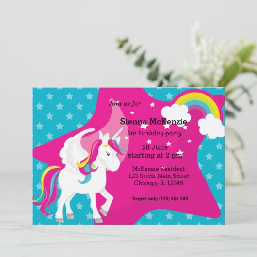 Unicorn * KIES uw achtergrondkleur Kaart (Staand voorkant)