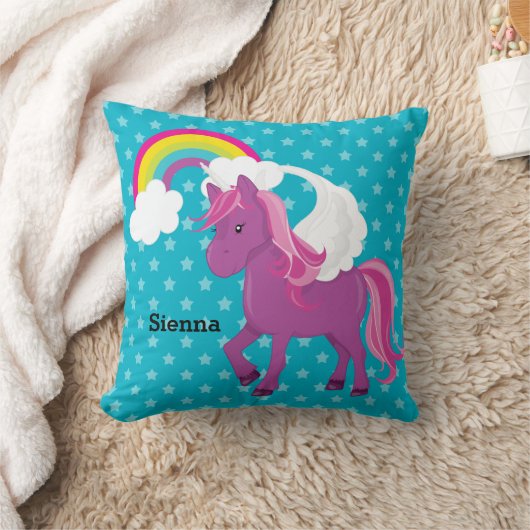 Unicorn * Kies uw achtergrondkleur Kussen (Deken)