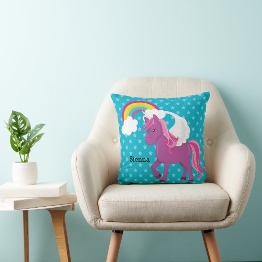 Unicorn * Kies uw achtergrondkleur Kussen (Stoel)