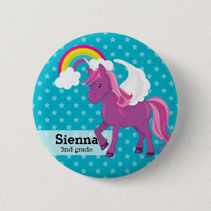 Unicorn * Kies uw achtergrondkleur Ronde Button 5,7 Cm