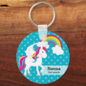 Unicorn * Kies uw achtergrondkleur Sleutelhanger (Voorkant)