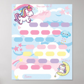 Unicorn Kinder Chart | Renteschema voor kinderen Poster