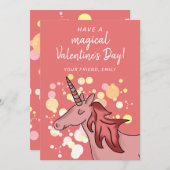 Unicorn Kinder Classroom Valentijn Feestdagenkaart (Voorkant / Achterkant)