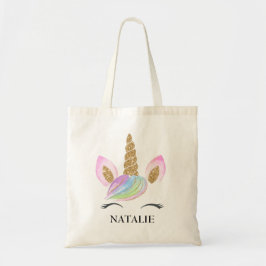 Unicorn Kinder Gold Glitter Pink Personalized Gift Tote Bag