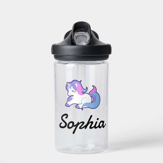 Unicorn Kinder Name Personalized School Waterfles (Voorkant)
