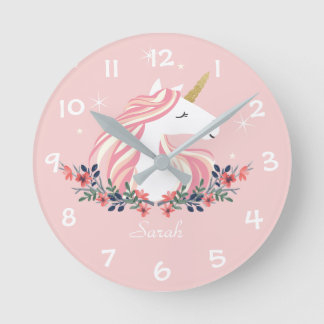 Unicorn Kinder Nursery Wall Clock Ronde Klok