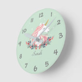 Unicorn Kinder Nursery Wall Clock Ronde Klok (Hoek)