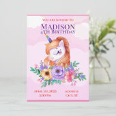 Unicorn Kinder Uitnodiging (Staand voorkant)