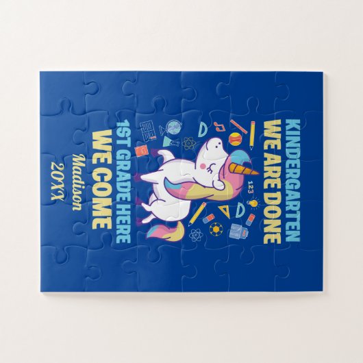 Unicorn Kindergarten Afstuderen 1e graad Legpuzzel (Horizontaal)