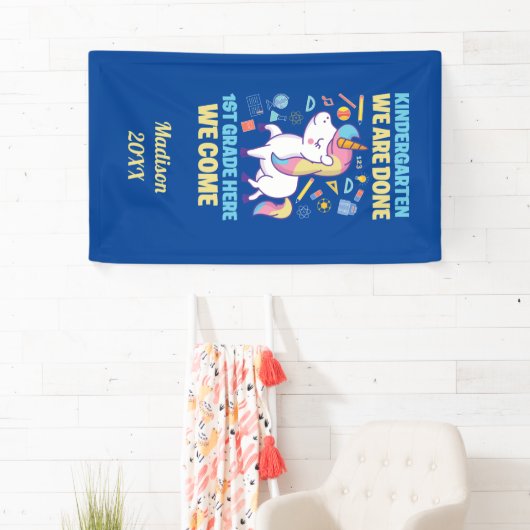 Unicorn Kindergarten Afstuderen 1e graad Spandoek (Insitu)