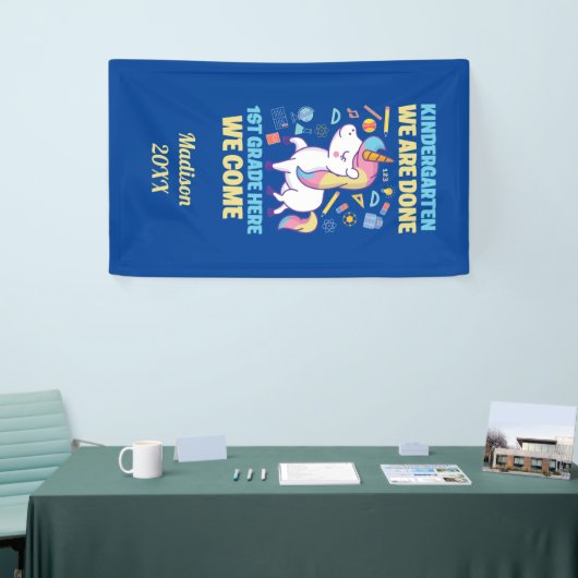 Unicorn Kindergarten Afstuderen 1e graad Spandoek (Beurs)