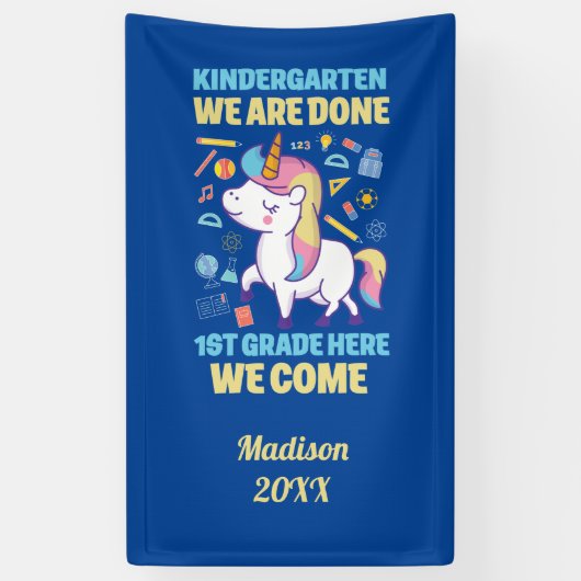 Unicorn Kindergarten Afstuderen 1e graad Spandoek (Verticaal)