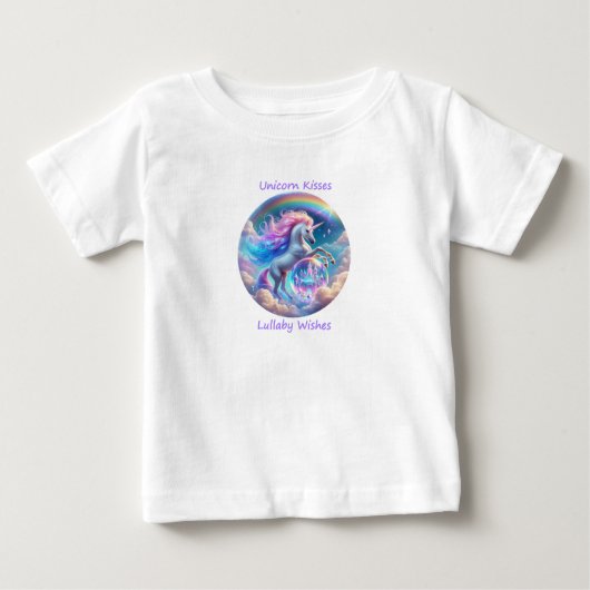 Unicorn Kisses Lullaby Wishes Rainbow Baby T-Shirt (Voorkant)