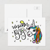 Unicorn Kisses, met de hand geschreven Briefkaart (Voorkant / Achterkant)