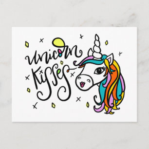Unicorn Kisses, met de hand geschreven Briefkaart