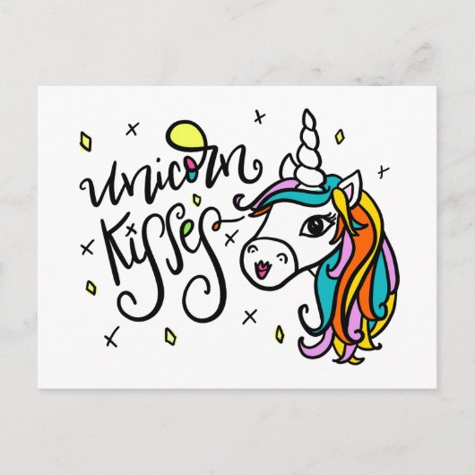 Unicorn Kisses, met de hand geschreven Briefkaart (Voorkant)
