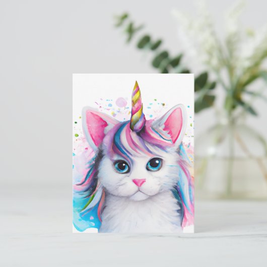 Unicorn Kitten Briefkaart (Staand voorkant)