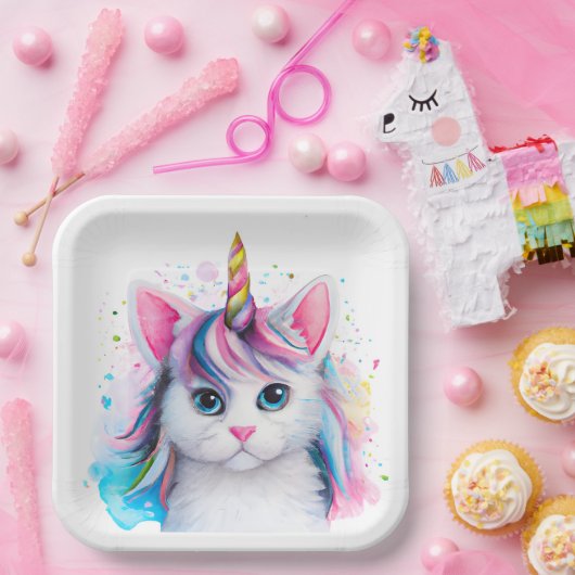 Unicorn Kitten Papieren Bordje (Feest)